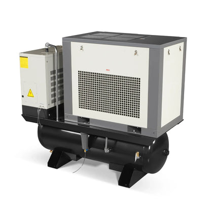 15HP Combined Rotary Screw Air Compressor with Dryer & 105-Gal ASME Tank | 45 CFM,  116 PSI,  460V 3-Phase - Industrial Grade