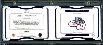 2022/23 Panini National Treasures Collegiate Chet Holmgren Rookie RPA Booklet /5 Laundry Tag Thunder