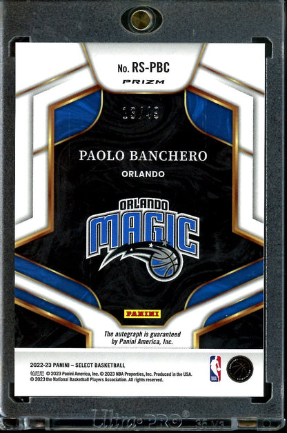 2022/23 Panini Select Paolo Banchero Blue Autograph /49 Magic