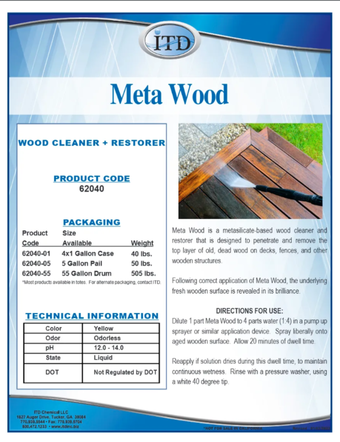 Meta Wood Wood Cleaner + Restorer 1 Gallon