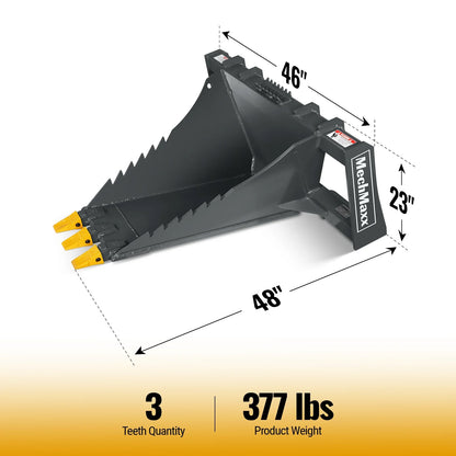 48" Skid Steer Stump Bucket Wrecker with Universal Quick Attach, Bolt-On Cutting Teeth, SBE53