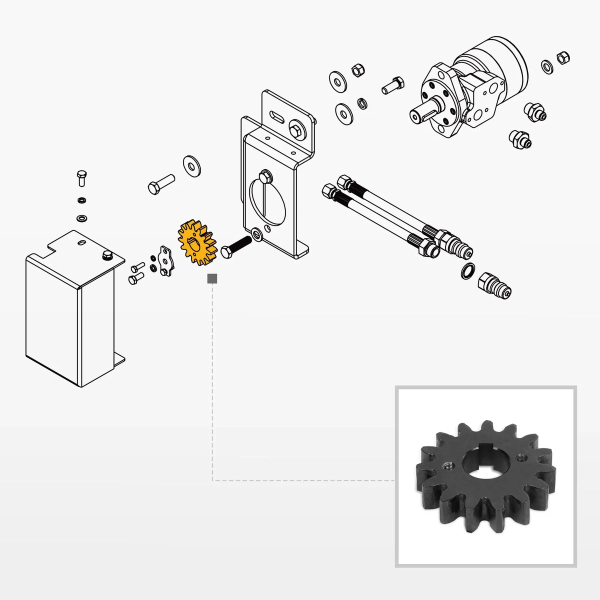 Snow Blower Hydraulic Chute Rotator Gear (for SKU: 201042, 201042T, 201015, 201015T, 201016, 201016T, 201043, 201043T)