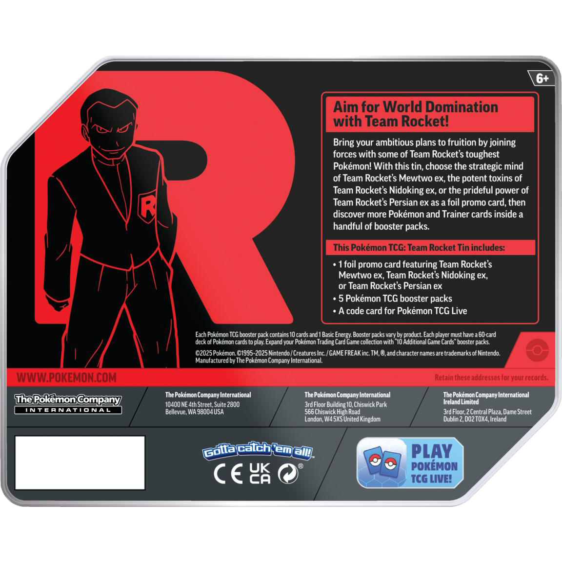 Pokémon Trading Card Game: Team Rocket Tin