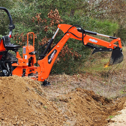 9' Tractor Backhoe Attachment with Hydraulic Thumb,  15" Bucket,  ISO/SAE Switchable Controls,  Self-Contained Hydraulic System,  3 Point Hitch Cat.1 & 2,  25-100 HP,  BH860H