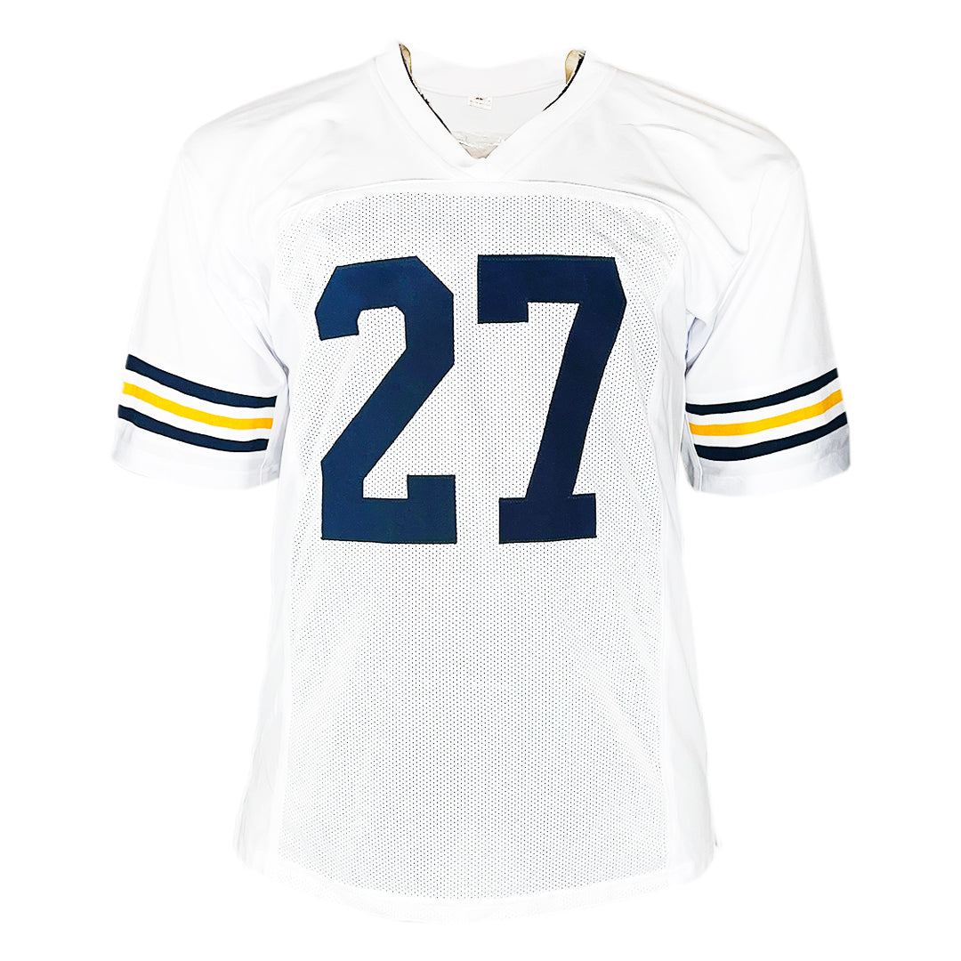 Joe Bellino Signed HT 60 Inscription Navy College White Football Jersey (JSA)