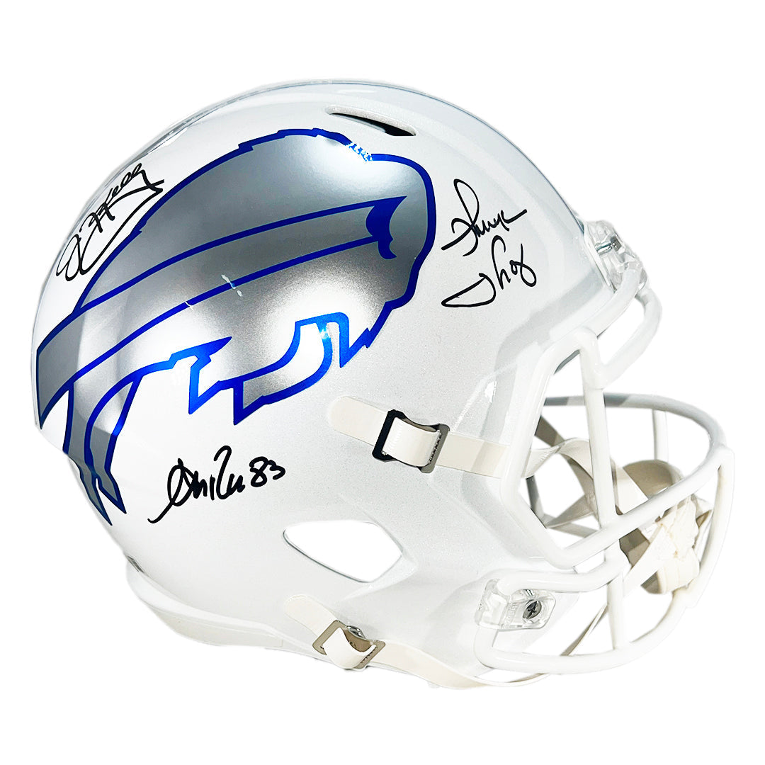 Bills Triplets Signed Buffalo Bills Rivalries Full-Size Replica Football Helmet (Beckett)
