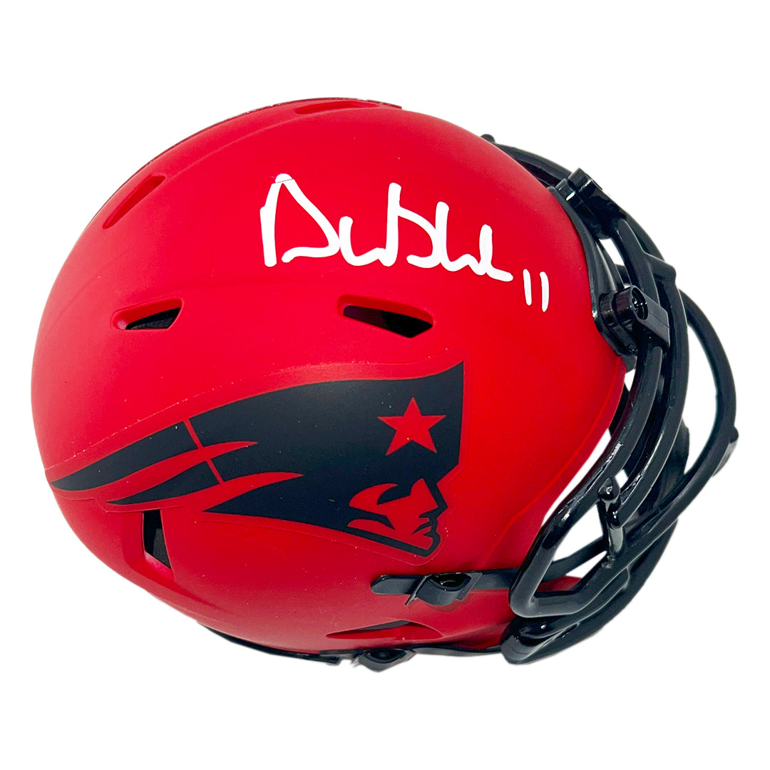 Drew Bledsoe Signed New England Patriots Rave Mini Football Helmet (Beckett)