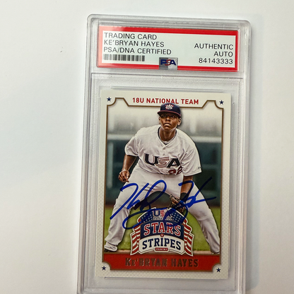 Ke'Bryan Hayes Signed 2015 Panini Stars Stripes U18 #57 PSA Auto Authentic
