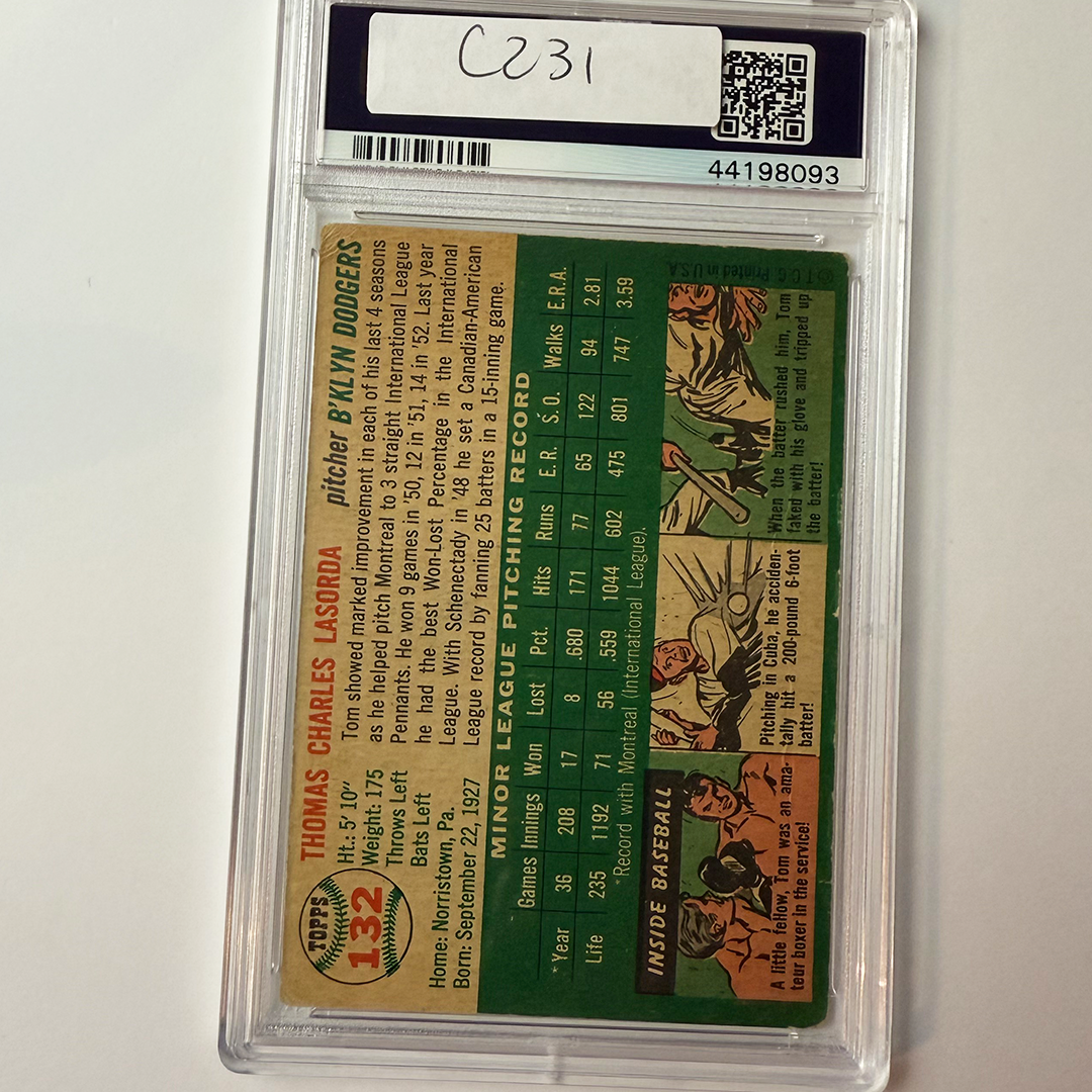 Tommy Lasorda Signed 1954 Topps Rookie #132 HOF 97 PSA 10 Auto