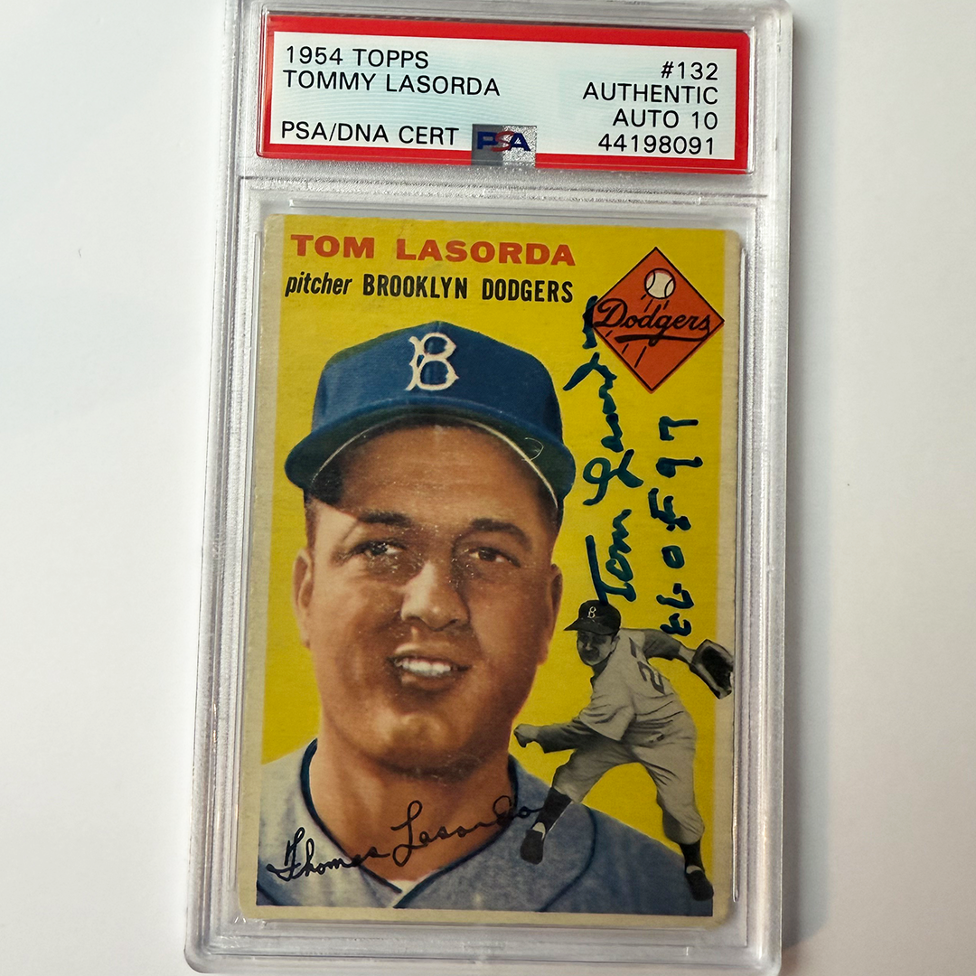 Tommy Lasorda Signed 1954 Topps Rookie #132 HOF 97 PSA 10 Auto