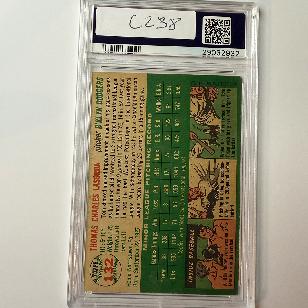 Tommy Lasorda Signed 1954 Topps Rookie #132 HOF 97 PSA 10 Auto