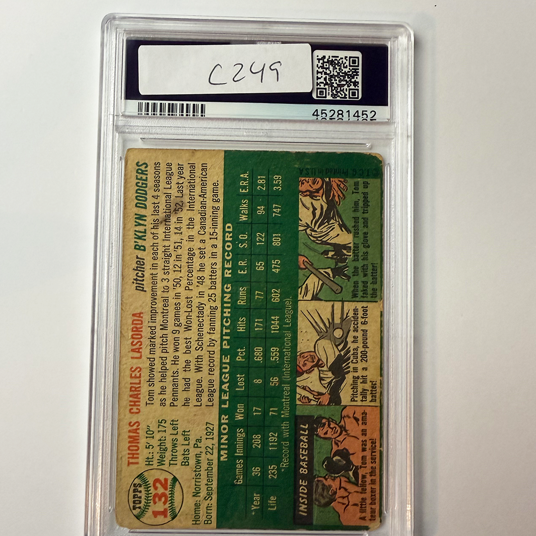 Tommy Lasorda Signed 1954 Topps Rookie #132 HOF 97 PSA 10 Auto
