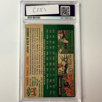 Tommy Lasorda Signed 1954 Topps Rookie #132 HOF 97 PSA 10 Auto