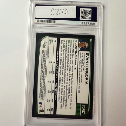 Evan Longoria Signed 2008 Bowman #BDP27 Rookie PSA Auto Authentic