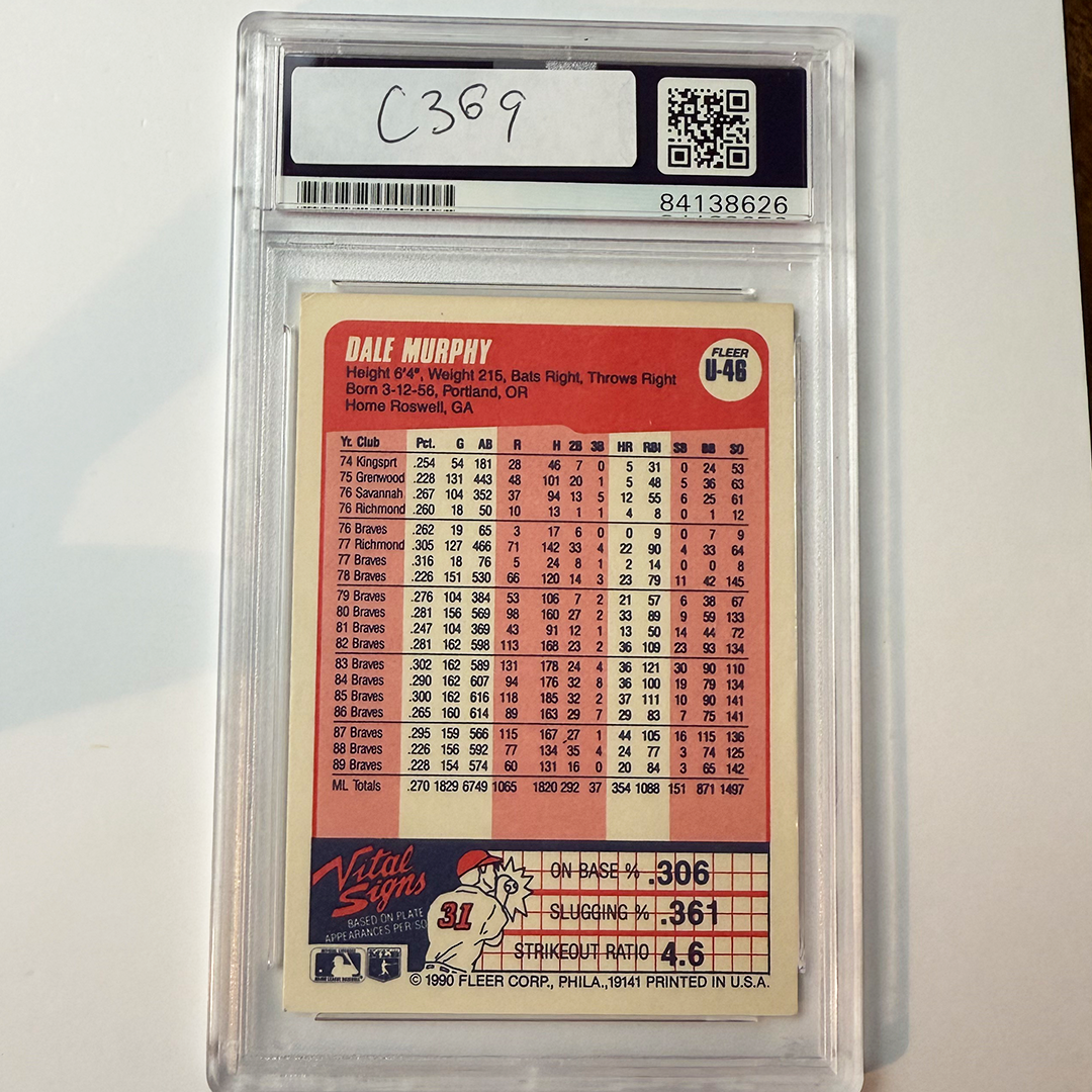 Dale Murphy Signed 1990 Fleer Update #U-46 PSA Auto Authentic