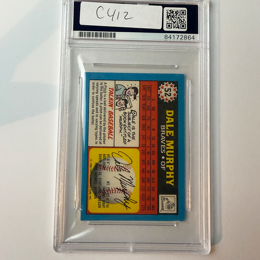 Dale Murphy Signed 1988 Topps #52 2 Inscriptions PSA Auto Authentic