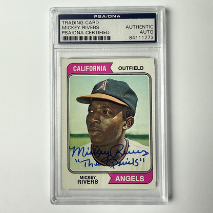 Mickey Rivers Signed 1974 Topps #76 "The Quick" PSA Auto Authentic