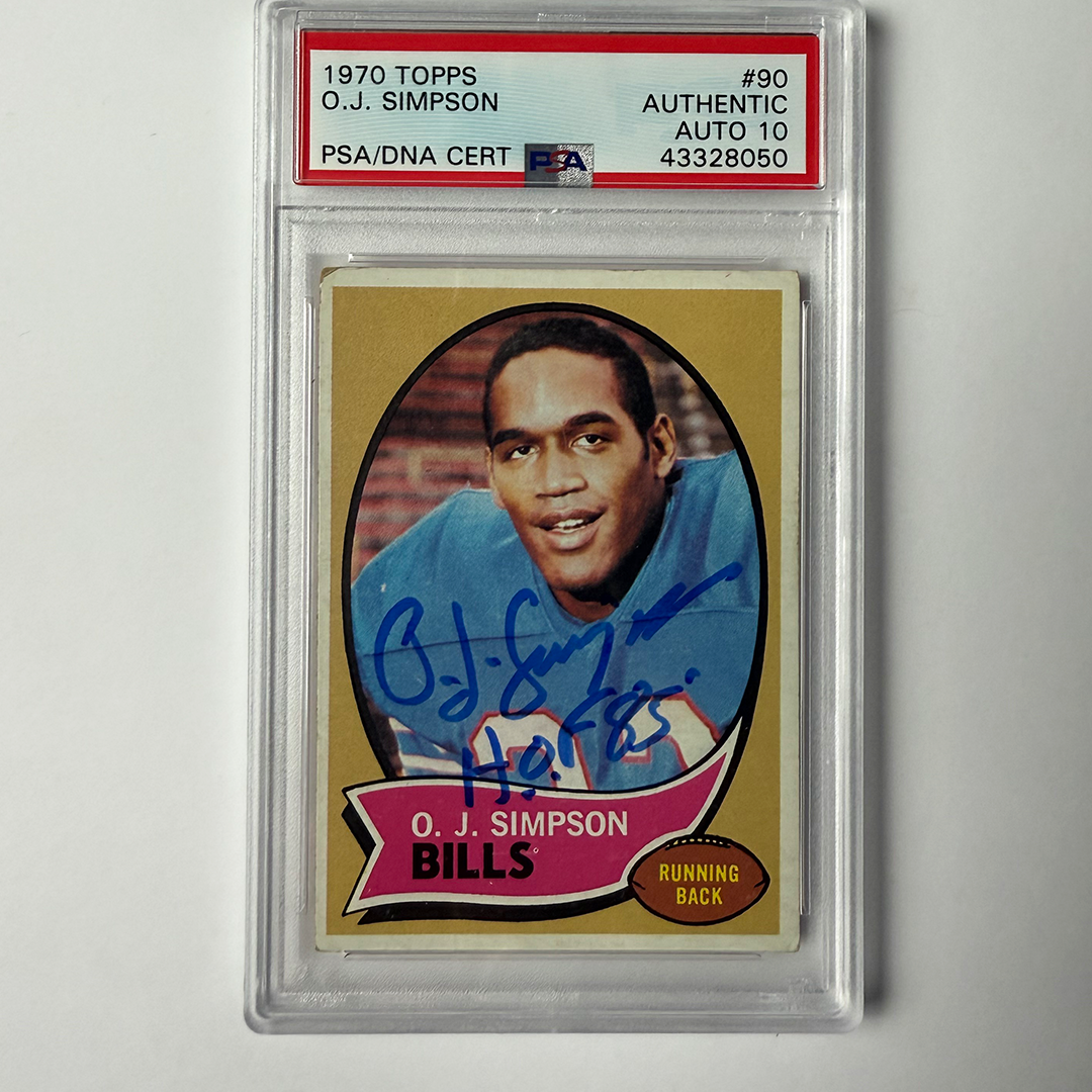 OJ Simpson Signed 1970 Topps ROOKIE #90 W/HOF 85 PSA 10 Auto