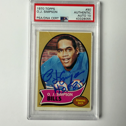 OJ Simpson Signed 1970 Topps ROOKIE #90 W/HOF 85 PSA 10 Auto