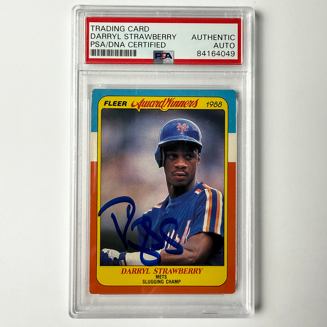 Darryl Strawberry Signed 1988 FLeer Award Winners #40 PSA Auto Authentic