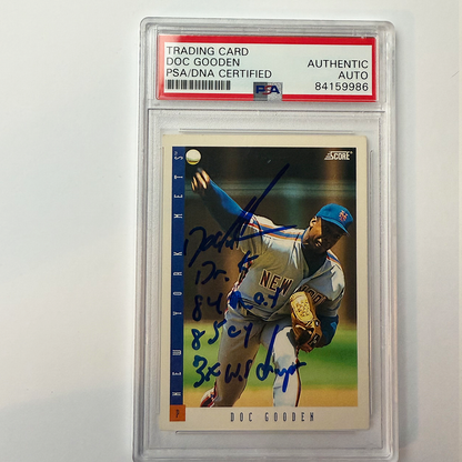Dwight Gooden Signed 1993 Score #53 w/4 Inscriptions PSA Auto Authentic