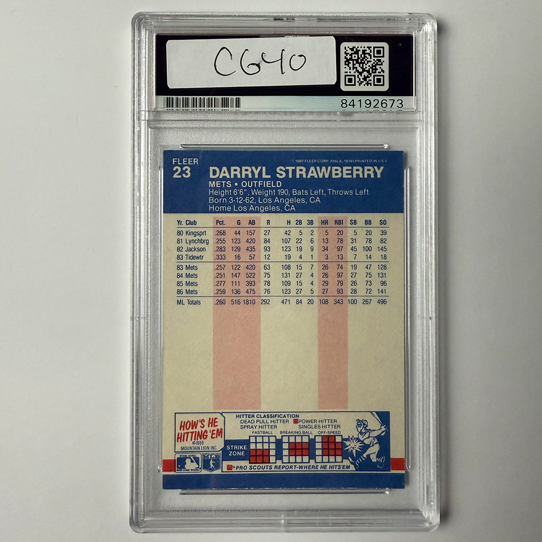 Darryl Strawberry Signed 1987 Fleer #23 PSA Auto Authentic