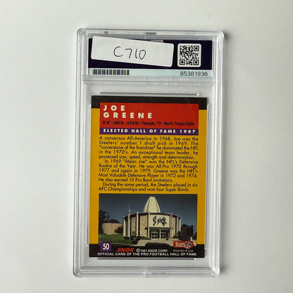 Joe Greene Signed 1991 Enor Pro Football HOF #50 PSA Auto Authentic