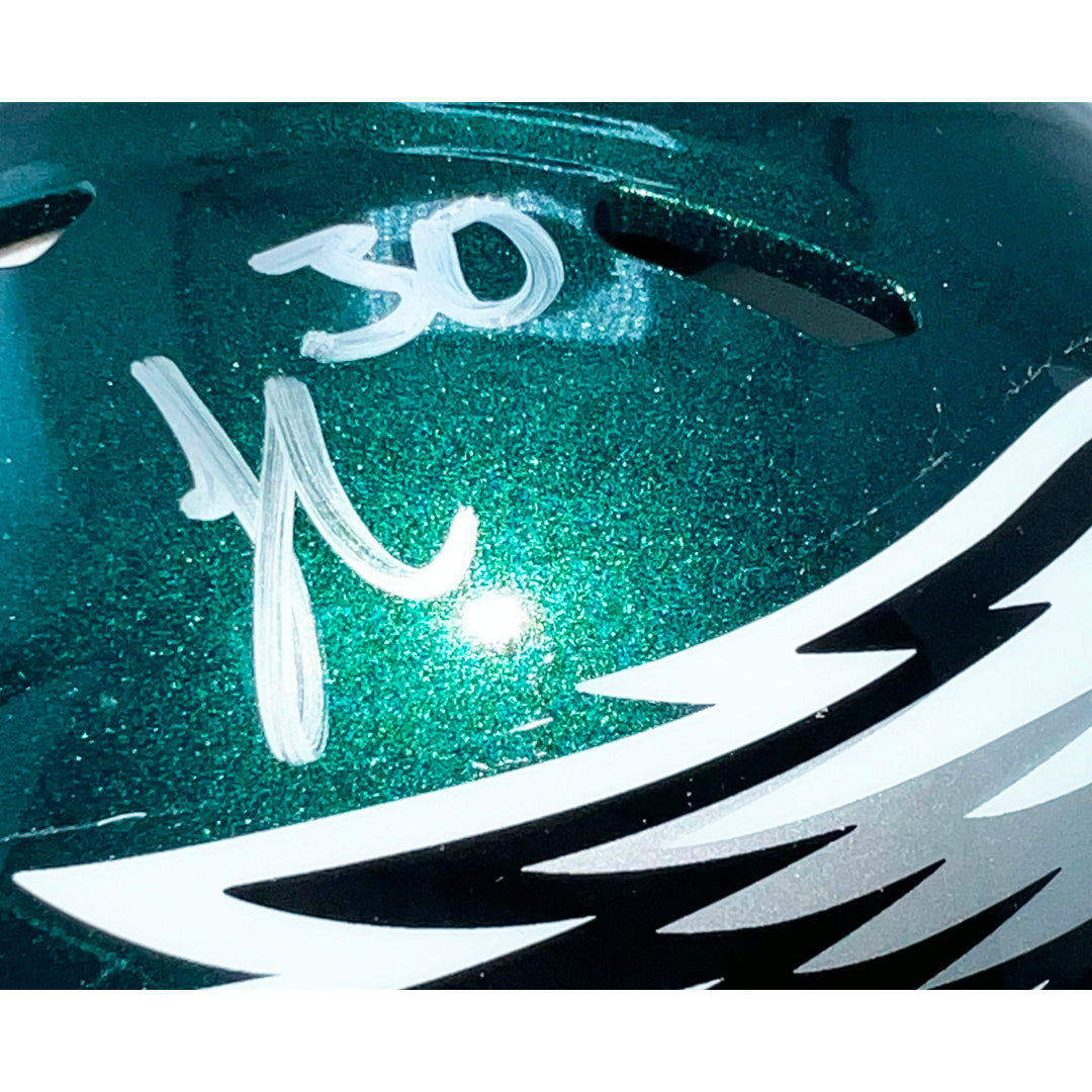 Jihaad Campbell Signed Philadelphia Eagles Speed Mini Football Helmet (Beckett)