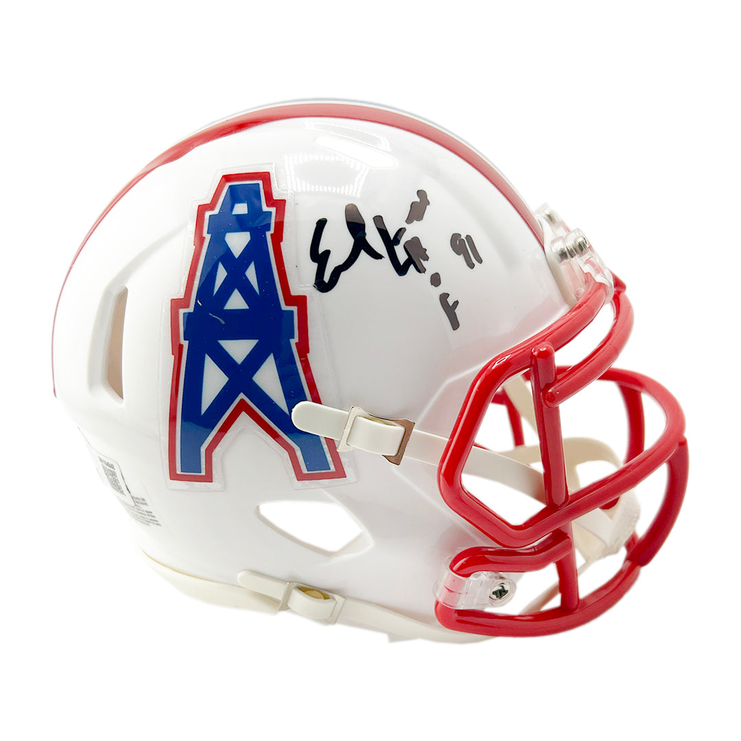 Earl Campbell Signed HOF 91 Inscription Houston Oilers Throwback 81-98 Speed Mini Football Helmet (Beckett)