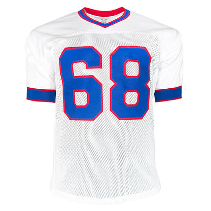 Joe DeLamielleure Signed HOF 03 Inscription Buffalo White Football Jersey (Beckett)
