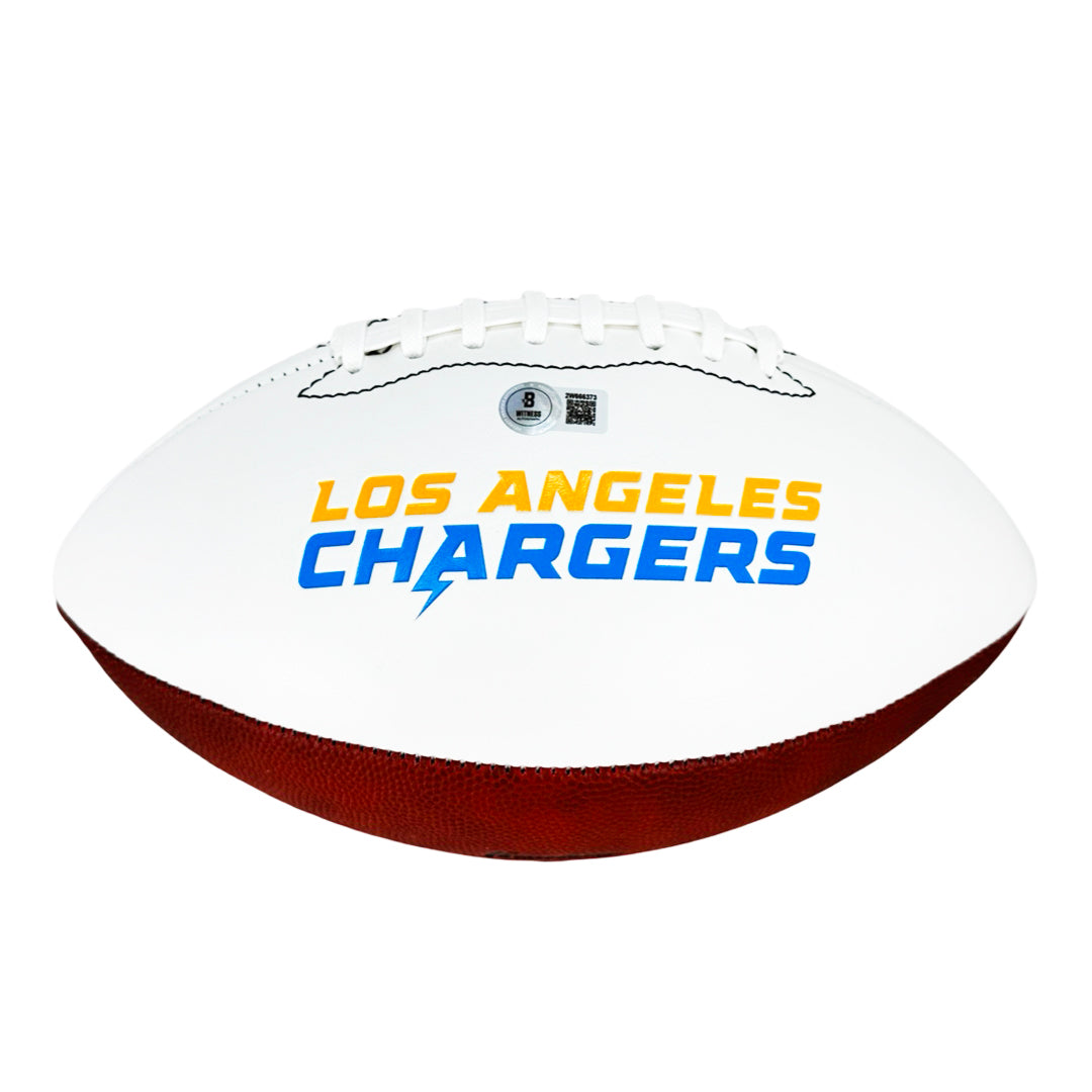 J.K. Dobbins Signed Los Angeles Chargers Official NFL Team Logo Football (Beckett)