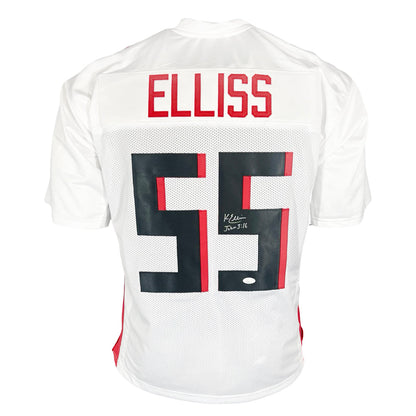 Kaden Elliss Signed John 3:16 Inscription Atlanta White Football Jersey (JSA)