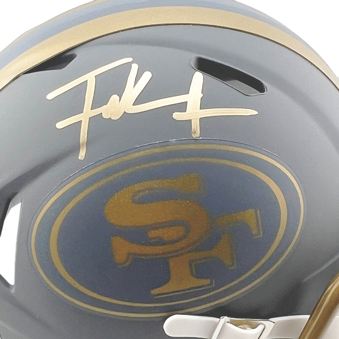 Frank Gore Signed Gold Ink San Francisco 49ers Slate Alternate Speed Mini Football Helmet (Beckett)