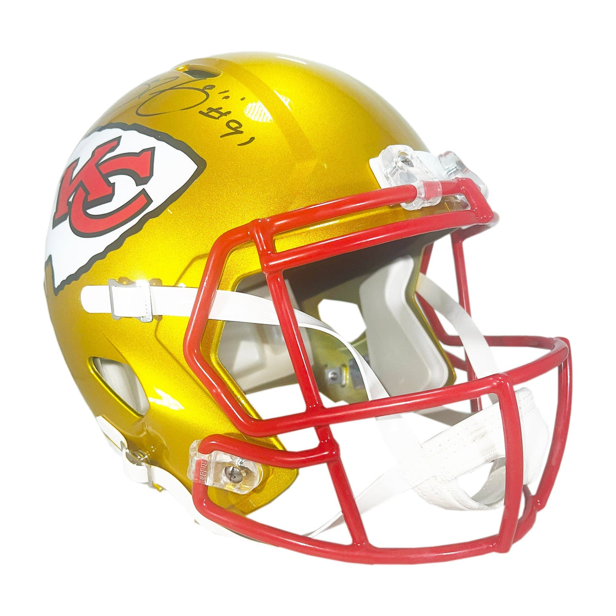 Tamba Hali Signed Kansas City Chiefs Flash Full-Size Replica Football Helmet (Beckett)