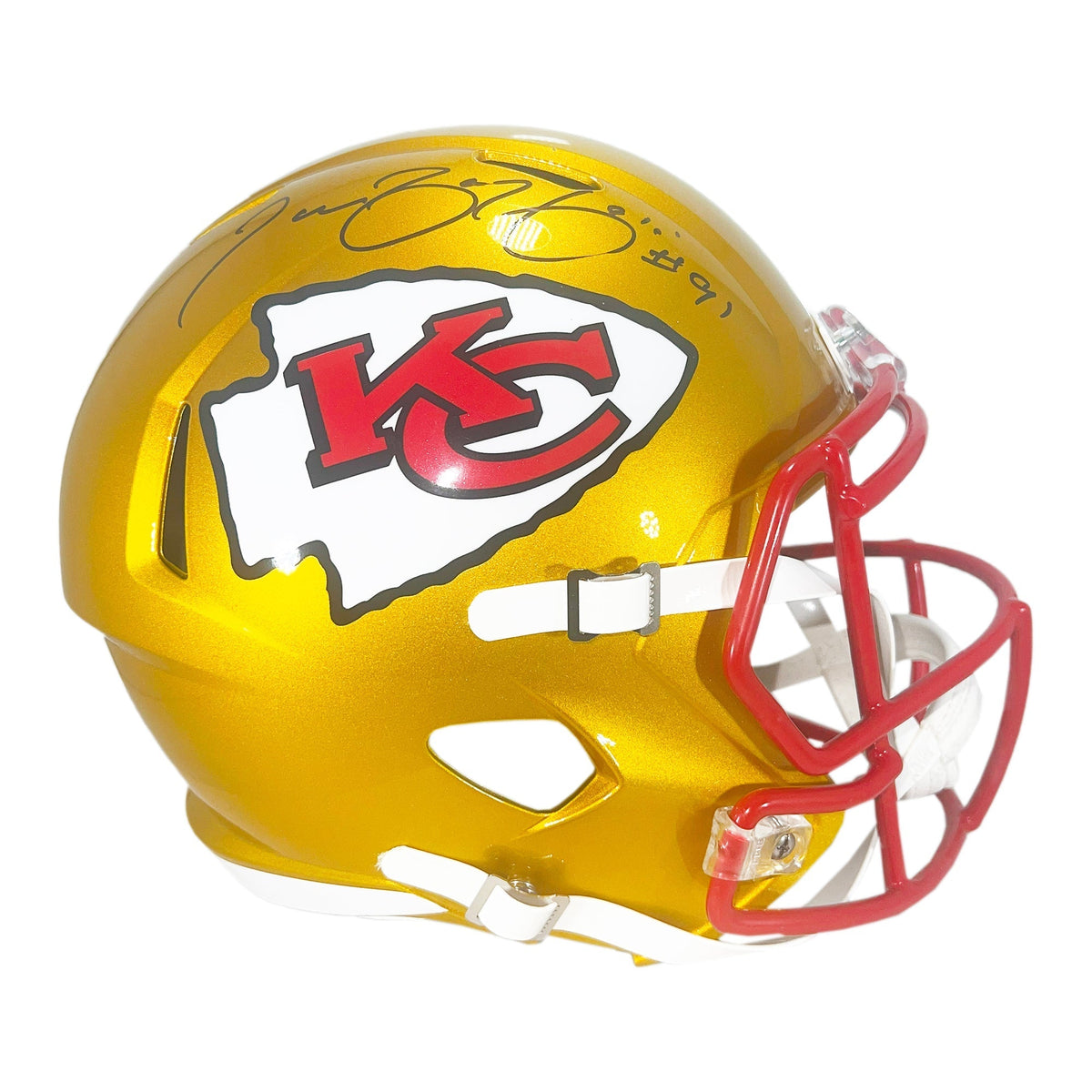 Tamba Hali Signed Kansas City Chiefs Flash Full-Size Replica Football Helmet (Beckett)