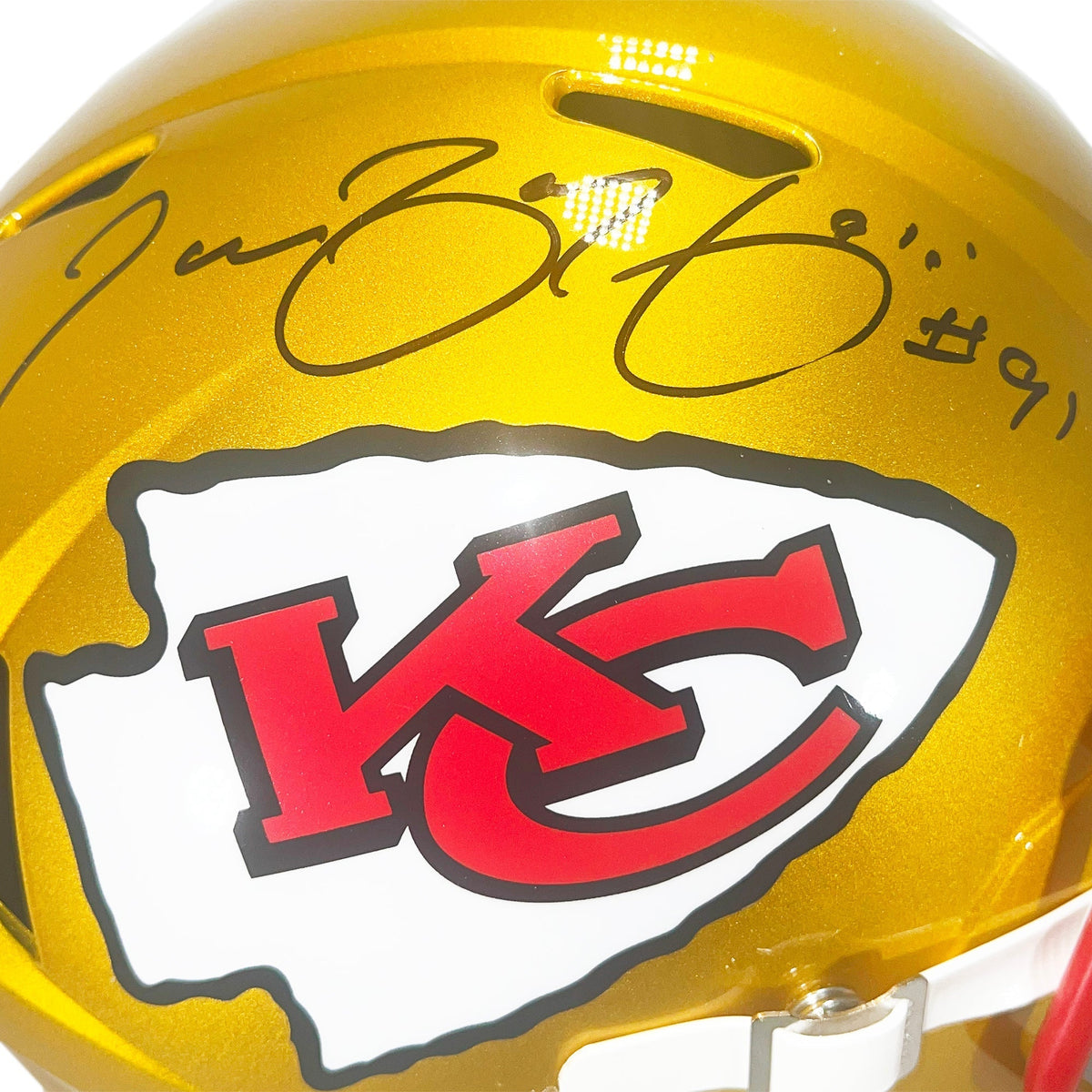 Tamba Hali Signed Kansas City Chiefs Flash Full-Size Replica Football Helmet (Beckett)