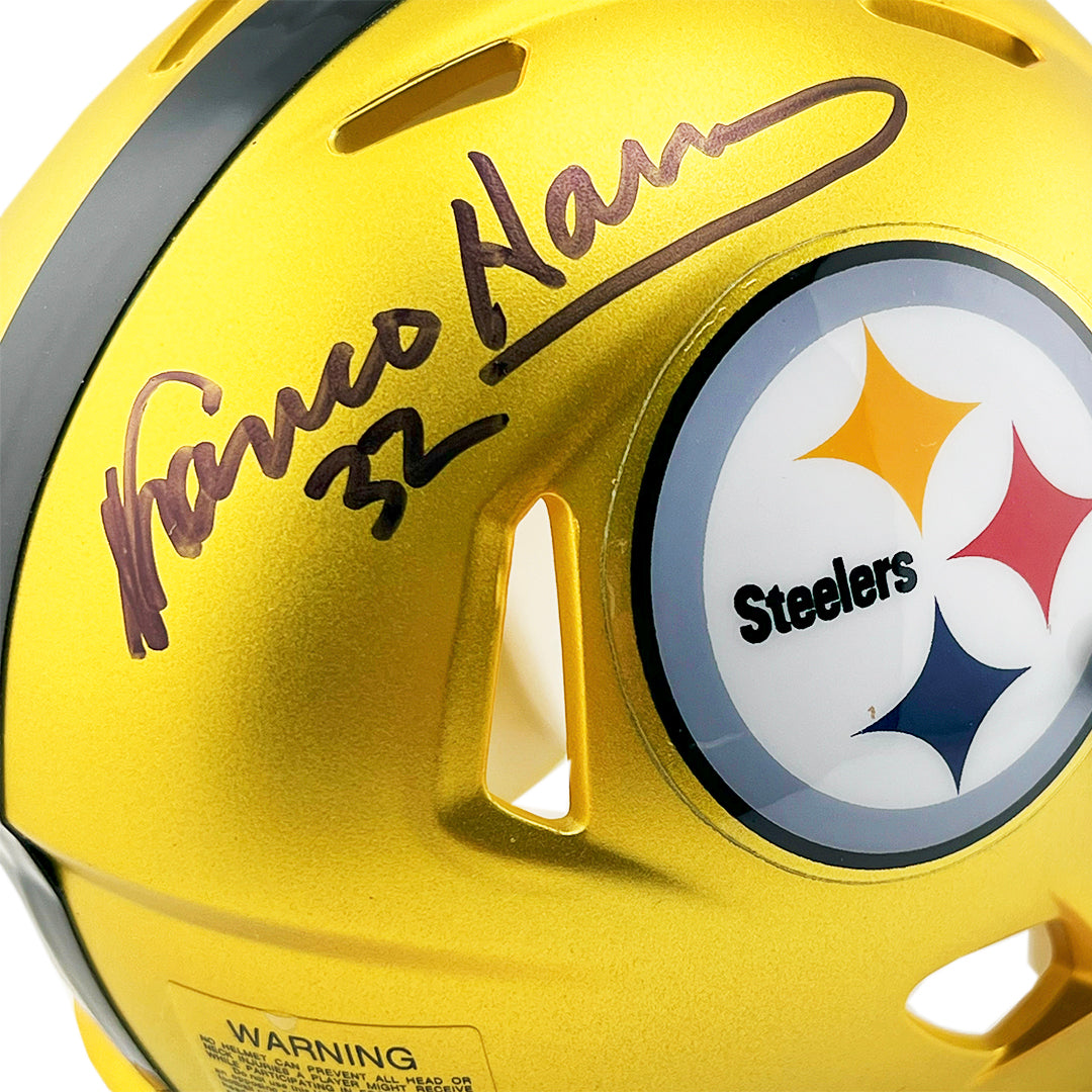 Franco Harris Signed Pittsburgh Steelers Blaze Mini Football Helmet (Beckett)