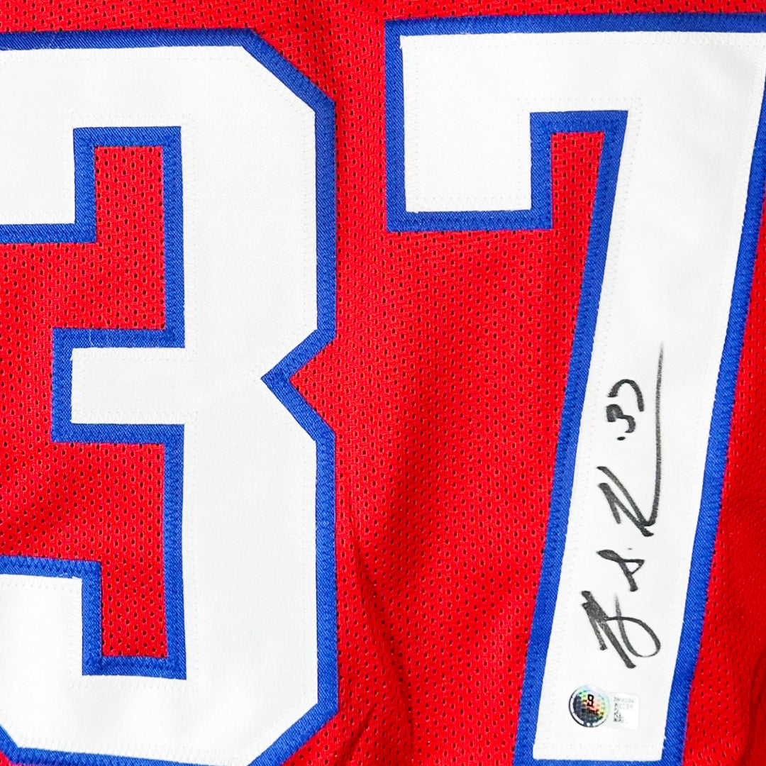 Rodney Harrison Signed New England Red Football Jersey (Beckett)