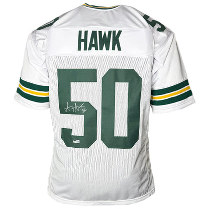 A.J. Hawk Signed Green Bay White Football Jersey (Beckett)