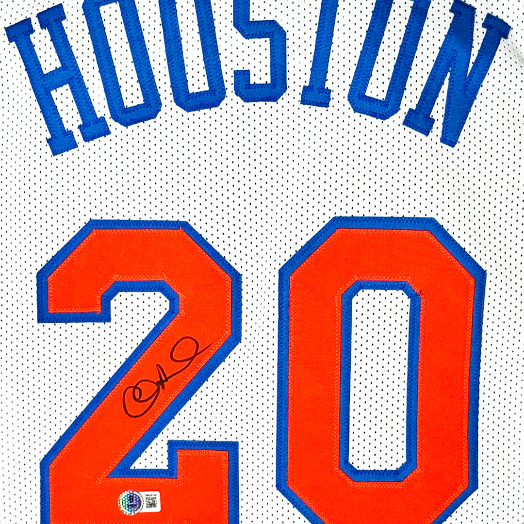 Alan Houston Signed New York White Basketball Jersey (Beckett)