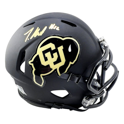 Travis Hunter Signed Colorado Buffaloes Speed Mini Black Football Helmet (Beckett)