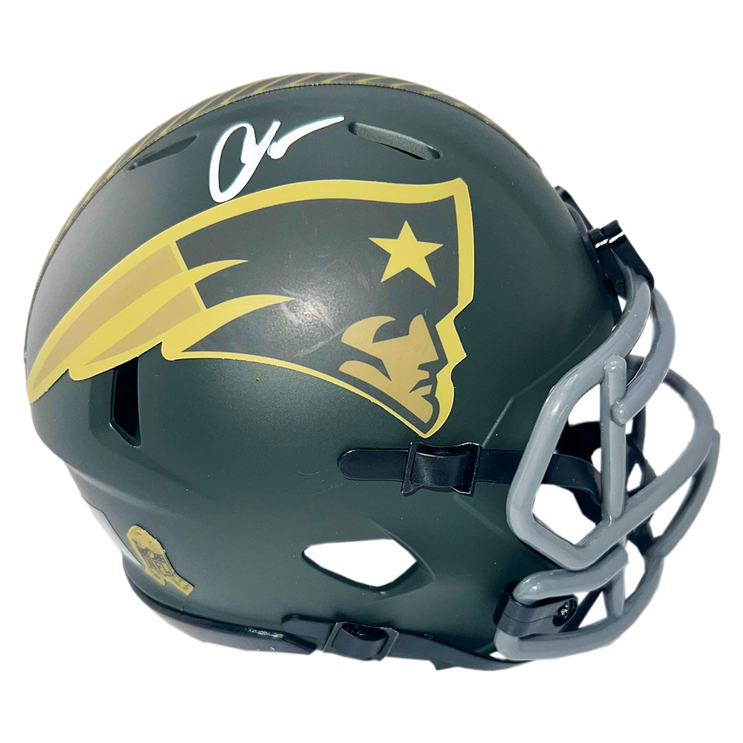 Chad Johnson Signed New England Patriots Salute 2025 Mini Football Helmet (JSA)