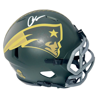 Chad Johnson Signed New England Patriots Salute 2025 Mini Football Helmet (JSA)