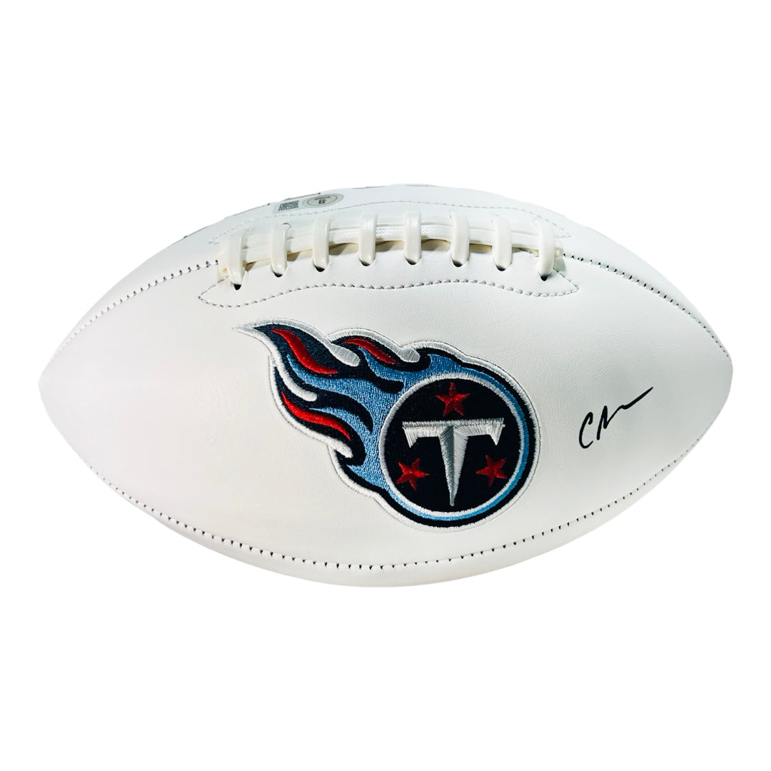 Chris Johnson Signed Tennessee Titans Official NFL Team Logo Football (Beckett)
