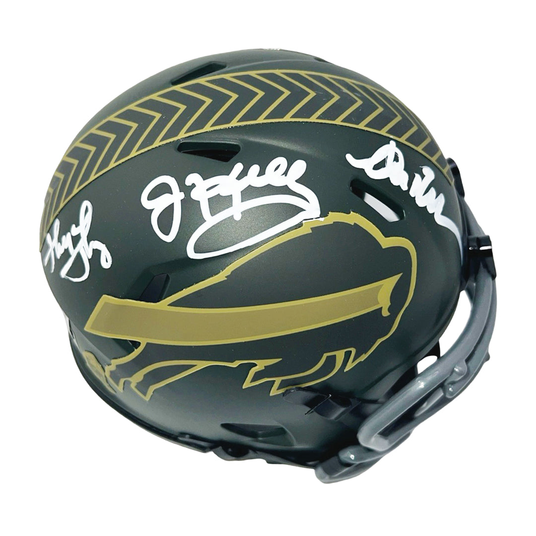 Bills Triplets Signed Buffalo Bills Salute to Service 2025 Mini Football Helmet (Beckett)
