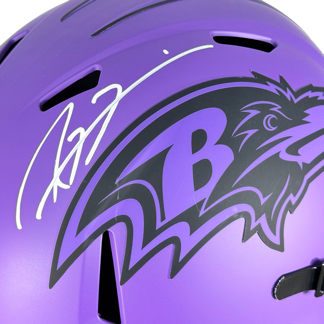 Ray Lewis Signed Baltimore Ravens Rave Full-Size Replica Football Helmet (Beckett)