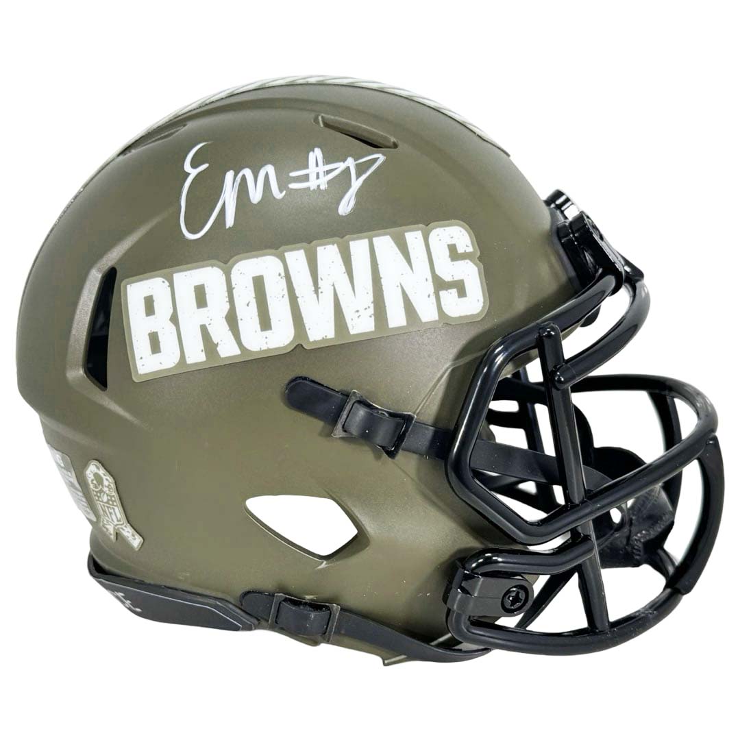 Elijah Moore Signed Cleveland Browns Salute to Service Mini Football Helmet (JSA)