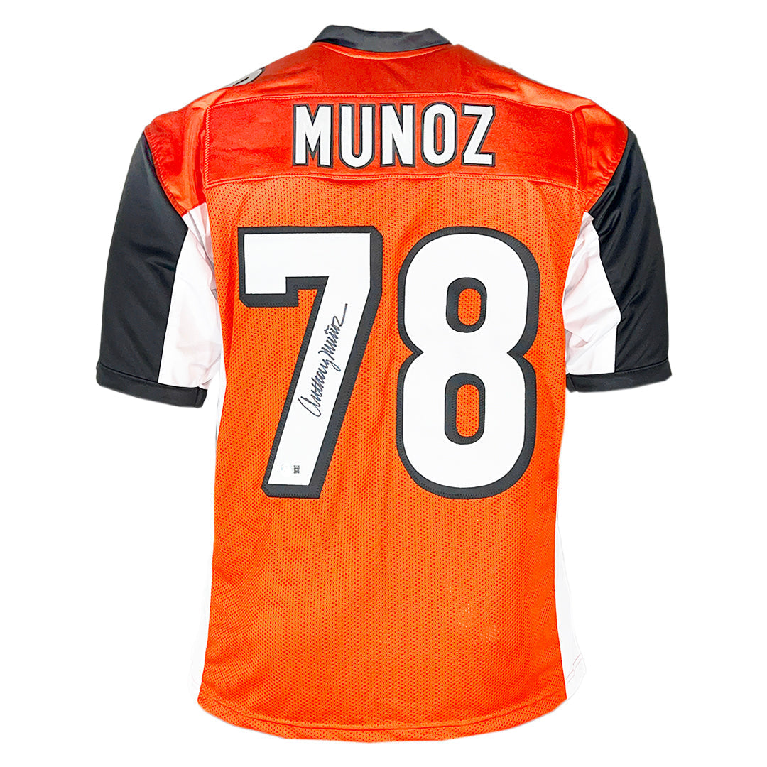Anthony Munoz Signed Cincinnati Orange Football Jersey (Beckett)