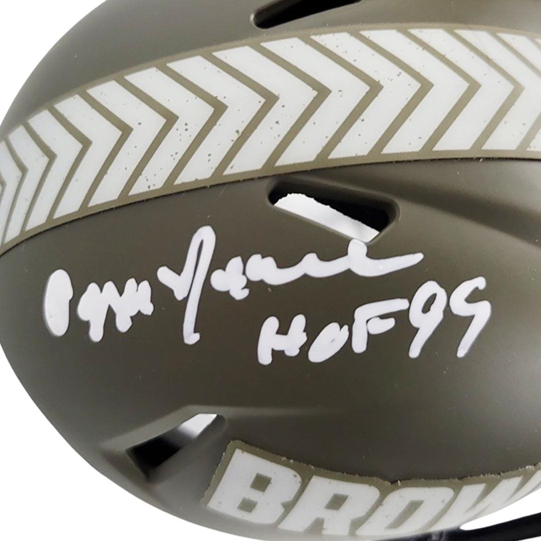 Ozzie Newsome Signed HOF 99 Inscription Cleveland Browns Salute to Service Speed Mini Replica Football Helmet (JSA)