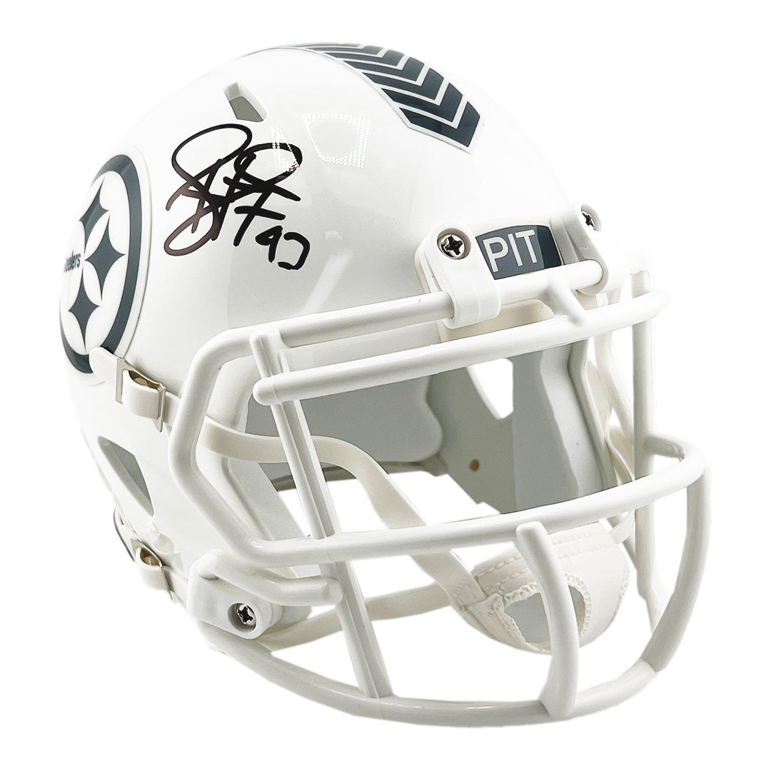 Troy Polamalu Signed Pittsburgh Steelers Salute to Service 2024 Mini Football Helmet (Beckett)